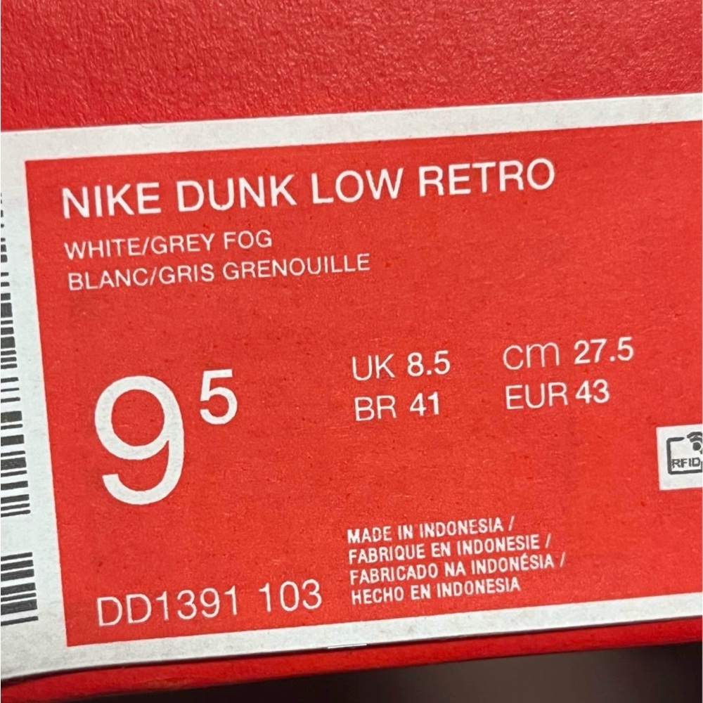 Nike Dunk Low Retro Light Gray and White  Sneakers men's 9.5 - Picture 9 of 11
